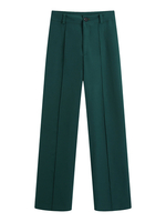 Womens Green Pants Tatting Erhöhte Taille Tatting Stoff Lange Gerade Hose