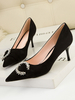 Womens High Heel Party Schuhe Black Spitz Stiletto Heel Polyurethan Strasssteine \u200b\u200bAbendschuhe