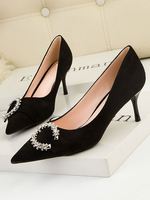 Womens High Heel Party Schuhe Black Spitz Stiletto Heel Polyurethan Strasssteine \u200b\u200bAbendschuhe