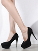 Womens High Heels Black Micro Wildleder Mandel Zehen Stiletto Heel Klassische schwarze Absätze