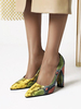 Womens High Heels Bunter Slip On Pointed Toe Schlangenleder Grain Chunky Heel Sexy Heels