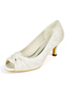 Womens Hochzeit Schuhe Elfenbein Lace Peep Toe Kätzchen Ferse Brautschuhe