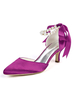 Womens Hochzeit Schuhe Satin Perlen Spitz Kätzchen Ferse Brautschuhe