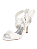 Womens Hochzeitsschuhe White Lace Criss-Cross Pfennigabsatz Brautschuhe
