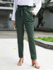 Womens Hosen Hunter Green Buttons Lycra Spandex Angehobene Taille Lange Hose