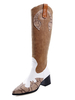 Womens kniehohe Stiefel Spitz Welpen Ferse Cowboystiefel