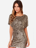 Womens Light Glod Gowns Jewel Neck Halbarm Backless Polyester Midi Dress Pageant Dress