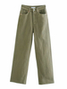 Womens Long Pants Grüne Polyester Reißverschluss Fly Waist Straight Hose