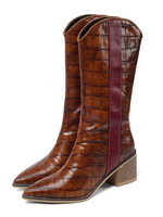 Womens Mid Calf Boots Blockabsatz Spitz 2;4 "Stiefel