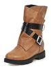 Womens Mid Calf Boots Flache Winterstiefel Mit Schnalle