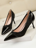 Womens Mid-Low Heels Chic-Spitz-Spitze Stiletto-Fersen-Strass-glamouröse schwarze Pumpen abende Fersen