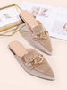 Womens Mules Aprikose Polyester Spitze Zeh Welpe Absatz Slip-On Daily Casual Flache Schuhe