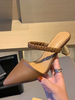 Womens Mules PU Leder Kaffee Brown Pointed Toe Slingbacks Speziell geformte Fersenschuhe