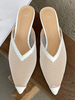 Womens Mules White Mesh Spitze Zehen Stiletto Ferse Casual Slingbacks Schuhe