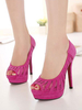 Womens Peep Toe Heels Rose Rote Wildleder Stiletto Heel Sommer Sexy Schuhe