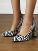 Womens Pumps Pointed Toe Zebradruck Chunky Heel PU Leder Sexy Heels