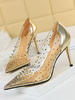 Womens Pumps Spitz-Zehe Stiletto-Fersennieten Chic blonde Sommer-Fersen