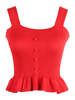 Womens Red Cami Top Straps Hals Rüschen Polyester Backless Casual Camis