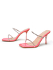 Womens Rosa Ferse Slipper PVC Oberer Platz Zehen Stiletto Ferse Sommer Mules