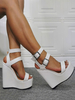 Womens Sexy Heel Sandalen Weiß PU Leder Wedge Heel Sexy Schuhe