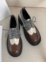 Womens stilvolle Oxfords Aprikosen-runde Fuß-Welpen-Ferse PU-Leder-Lace-up beiläufige Lederschuhe