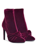 Womens Velvet Ankle Boots Burgund runde Kappe Pfennigabsatz 4;7 "Chic Booties mit Knoten