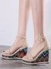 Womens Wedge Sandals Wunderschöne Apricot PU Leder Schnürsommer Sandalen Schuhe