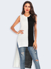 Womens White Cami Top ärmellose zweifarbige lässige Acryl-Camis
