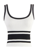 Womens White Cami Top Straps Hals Polyester rückenfreie Streifen Muster Sexy Camis