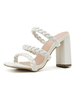 Womens White Heeled Mules Square Toe Chunky Heel PU Leder Daily Casual Sommerschuhe