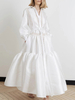 Womens White Party Kleider Buttons Turndown Kragen Langarm Shirt Kleid Langes Abendkleid