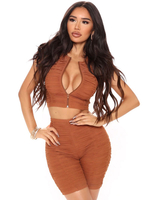 Womens Zwei Stück Sets Orange Polyester Casual Shorts Frühlingsfarbe Sleeveless V-Neck Top Outfit