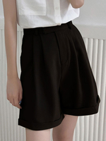 Womesn Shorts Schwarze natürliche Taille Baumwolle Casual Short Pants