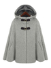 Wool Poncho Mantel Hooded Damen Übergrößed Grau Winter Mantel
