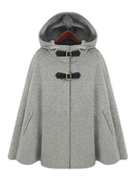 Wool Poncho Mantel Hooded Damen Übergrößed Grau Winter Mantel