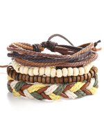 Woven Brown Armband Frauen Perlen Retro Layered Armbänder