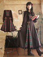 Wunderschönes Lolita Kleid mit langen Ärmeln gotisch und Sepiabraun