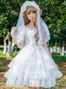 Wunderschönes Lolita Kleid mit Rundkragen und kurzen Ärmeln Lolita Brautkleid und Spitzen