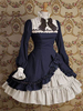 Wunderschönes Lolita Kleid mit Stehkragen und langen Ärmeln gotisch in Dunkelblau Lolita Rock 2021