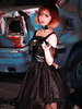 Wunderschönes Lolita Kleid mit viereckigem Ausschnitt und kurzen Ärmeln gotisch und Falten in Schwarz