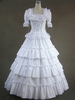 Wunderschönes Lolita Kleid mit viereckigem Ausschnitt und kurzen Ärmeln im viktorianischen Ära und Falten in Weiß