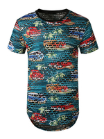 Zerrissene T-Shirts Jewel Neck Kurzarm-T-Shirts mit Autodruck