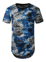Zerrissene T-Shirts Jewel Neck Print Kurzarm T-Shirt