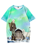 Zu Ihrer Ewigkeit Grünes T-Shirt Juwelenhals Kurzarm Ärmeln Bedrucktes Muster Polyester Anime T-Shirt