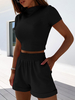 Zwei stück Sets Rosa Trainingsanzüge Polyester Casual Shorts Kurze Ärmeln Jewel Hals Bluse Sommer Outfit
