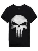 Zweifarbiges T-Shirt Skull Print Baumwolle lässige T-Shirt für Männer