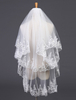Zweiklassen Hochzeit Schleier Tüll Spitze Applique Rand Bridla Schleier mit Kamm