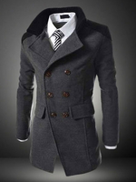 Zweireihig Herren Mantel Trenchcoat 2020 figurbetonter Wintermantel Herren in Grau