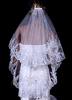 Zweistufige Hochzeit Schleier Tüll Lace Trim Applique Brautschleier mit Kamm