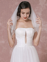 Zweistufige Hochzeit Schleier Tüll wulstige Rand Brautschleier